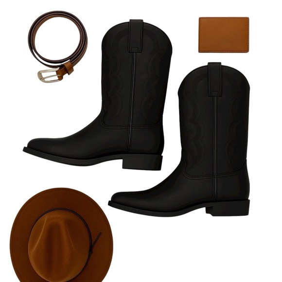 Durango Men’s Westward Black Leather Western Cowboy Boots Square Toe 9.5 EE GUC